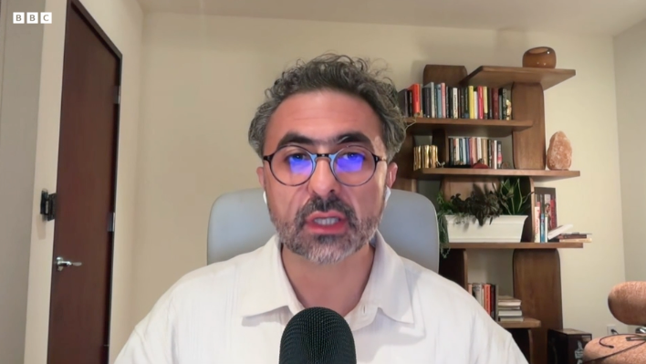 Microsoft AI executive Mustafa Suleyman during the interview.