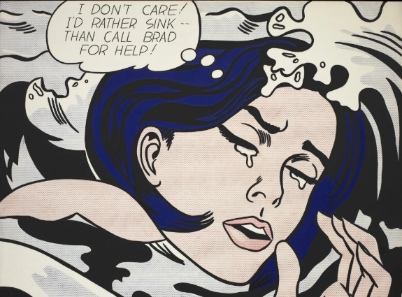 A section from Lichtenstein's, “Drowning Girl,” 1963.