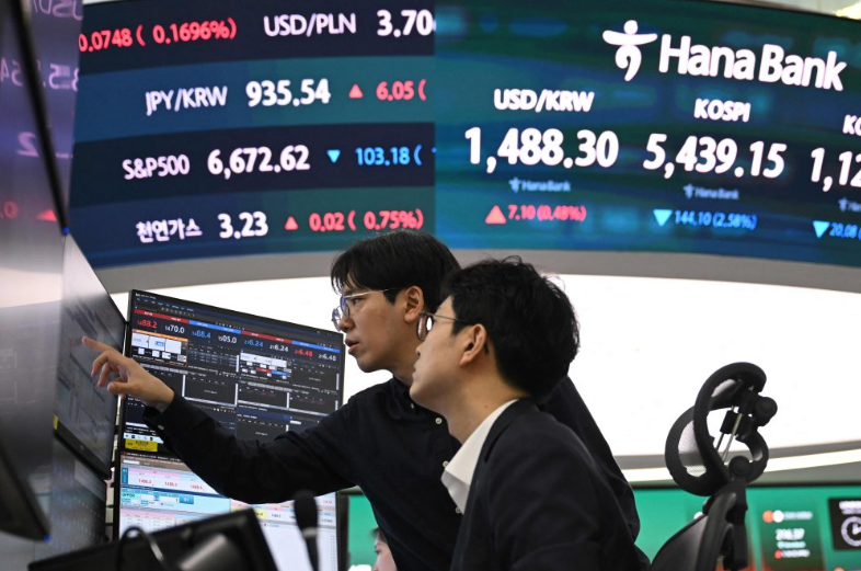 Traders on South Korea's KOSPI index.