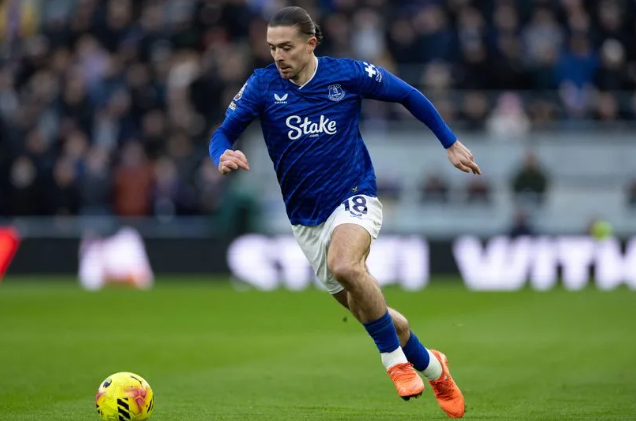Jack Grealish in action for Everton.