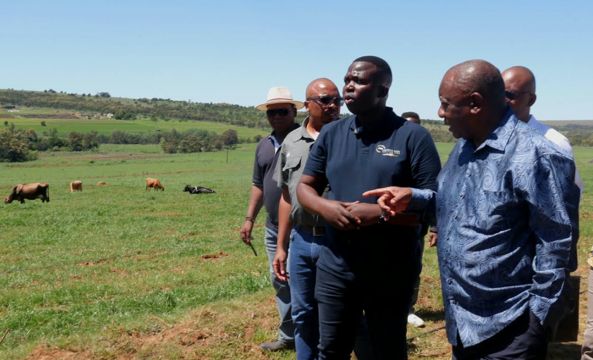 President Cyril Ramaphosa during a visit to Redlands Farm outside Stutterheim.