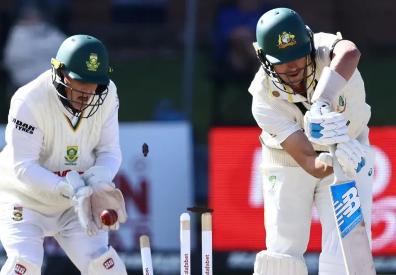 Mitchell Starc, loses his wicket.