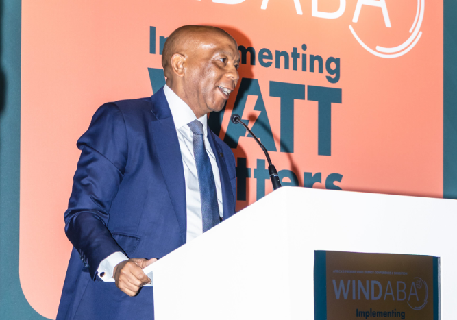 Electricity and Energy Minister Kgosientsho Ramokgopa during his keynote address at Windaba 2026.