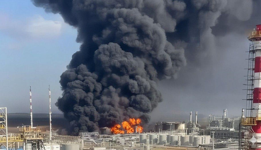 In this file photo a Russian refinery on the outskirts of Moscow was extensively damaged by a drone strike.